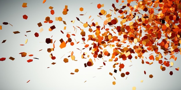 Photo orange gold red confetti on white background