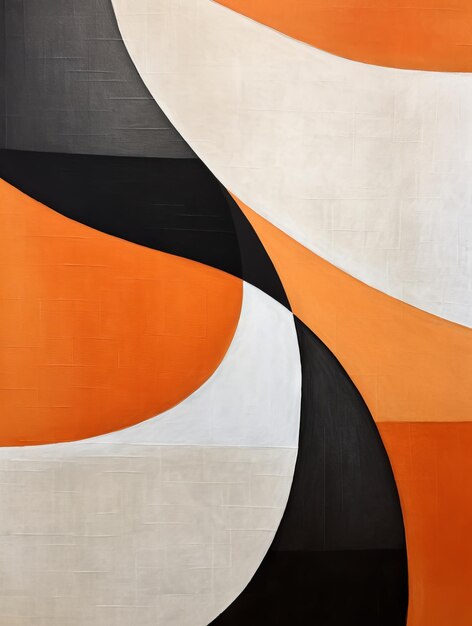 An orange gray and black oil painting in the style of curves muted