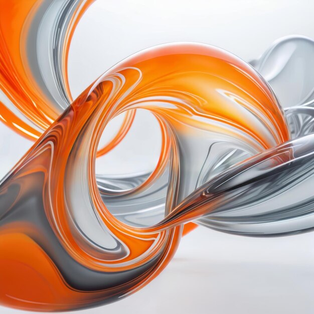 Orange and Grey Abstract Design on White Background