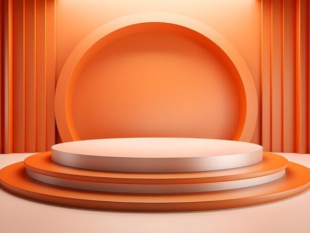 Photo orange amp grey colored premium podium mockup template for product premiere display and presentation