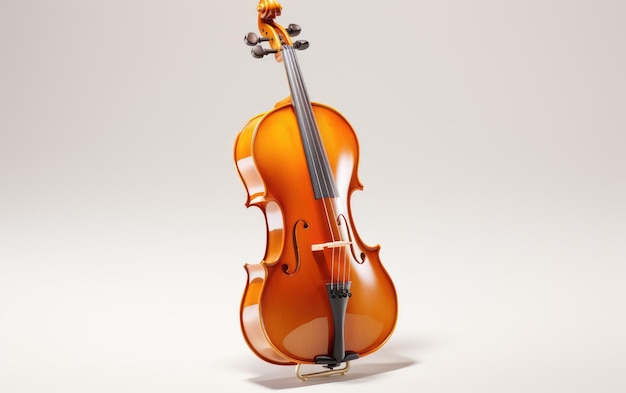 Orange Guitar Cello Isolated on White Background