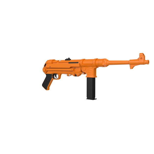 An orange gun with the word gun on it