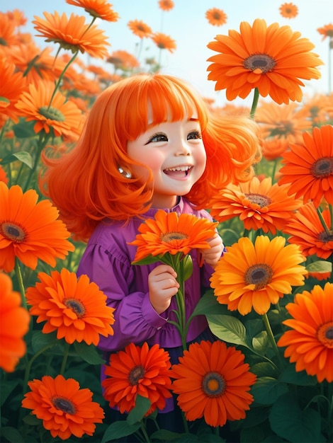 Orange Haired Little Girl with Toys