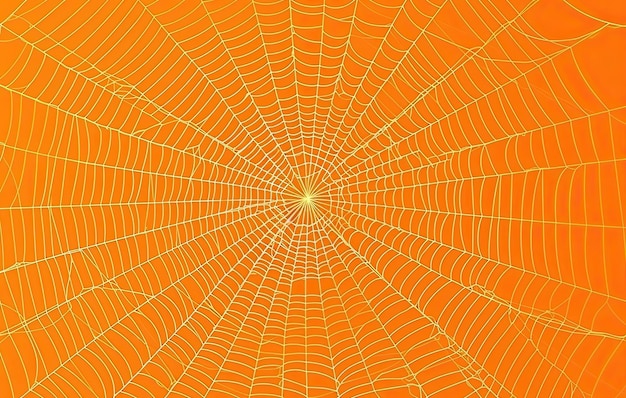 Orange halloween background with spiders web generative ai