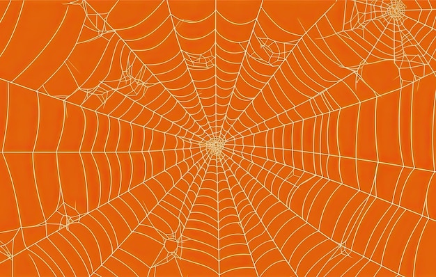 Orange halloween background with spiders web Generative AI