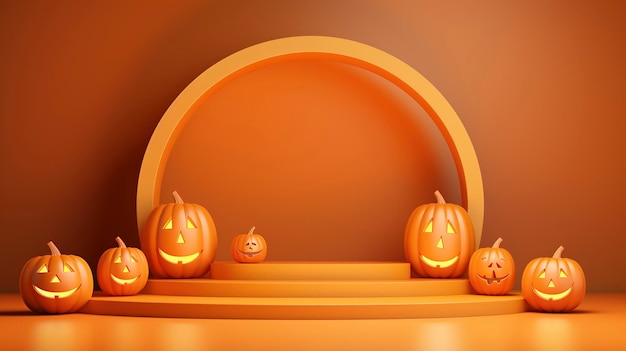 Orange Halloween product display podium