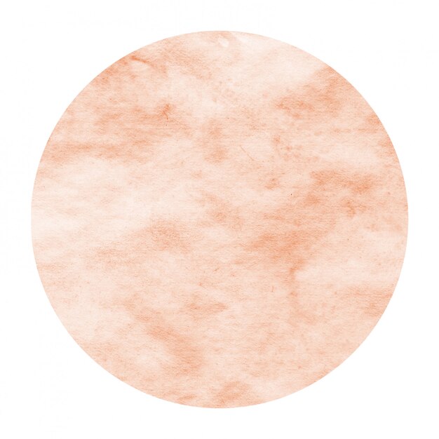 Orange hand drawn watercolor circular frame background texture with stains