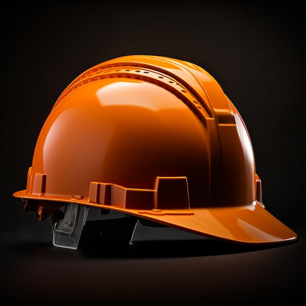 An orange hard hat on black background Generative AI