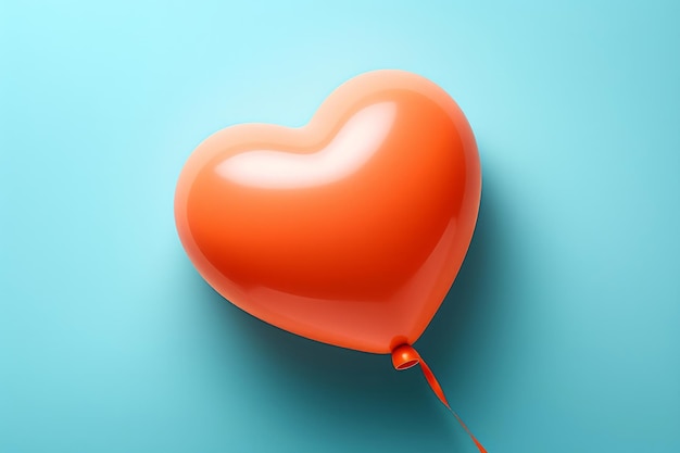 Orange HeartShaped Balloon on Blue Background