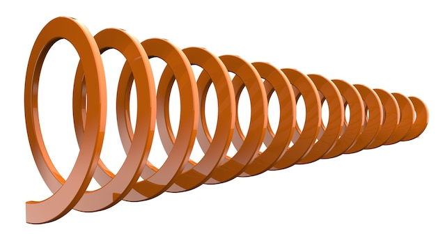 Orange helix drawing 3d illustration rendering