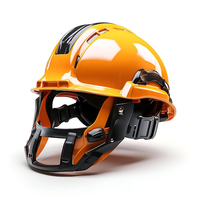 Photo orange helmet on a white background 3d illustration isolated