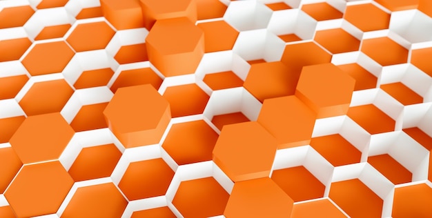 Orange hexagon background - 3d rendering - illustration