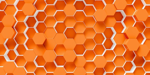 orange Hexagon Background - 3D rendering - Illustration