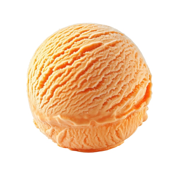 Orange ice cream ball Isolated on white background