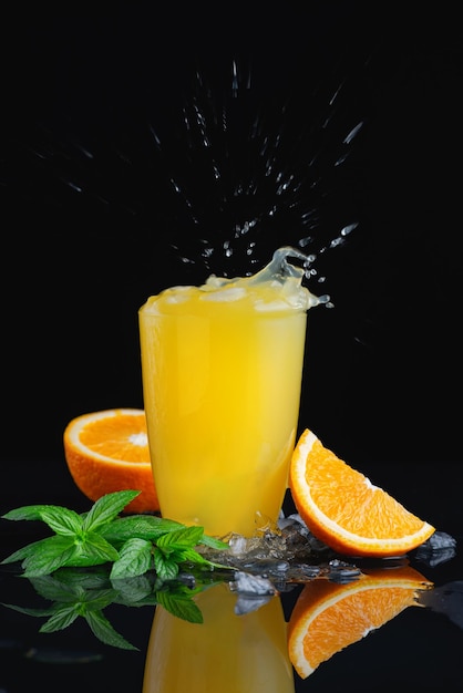 Orange ice drink with splash