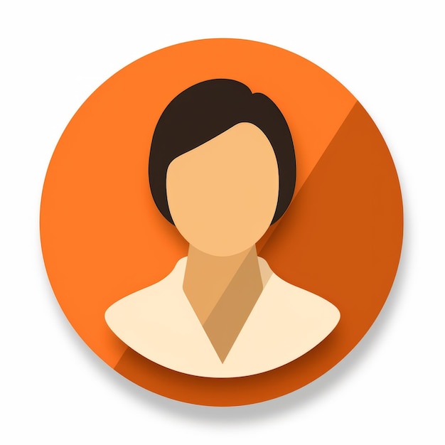 Foto un'icona arancione con sopra il volto di una donna