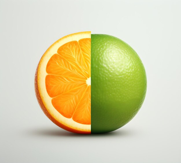 Orange is half in half in the style of orange and green