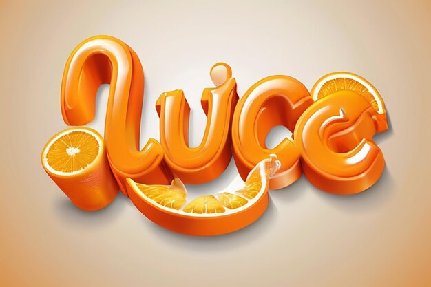 写真 オレンジジュース 3d テキスト効果 オレンジ製品のニーズに適した編集可能なテキストスタイル