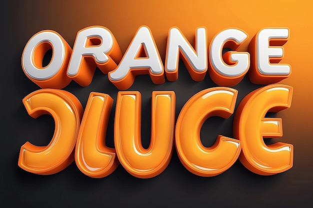 写真 オレンジジュース 3d テキスト効果 オレンジ製品のニーズに適した編集可能なテキストスタイル
