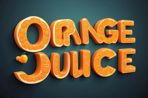 Foto effetto di testo 3d di succo d'arancia stile di testo modificabile adatto alle esigenze del prodotto arancione
