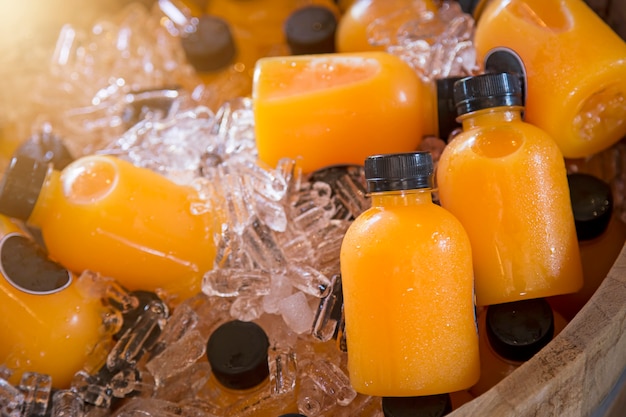 Orange juice bottles