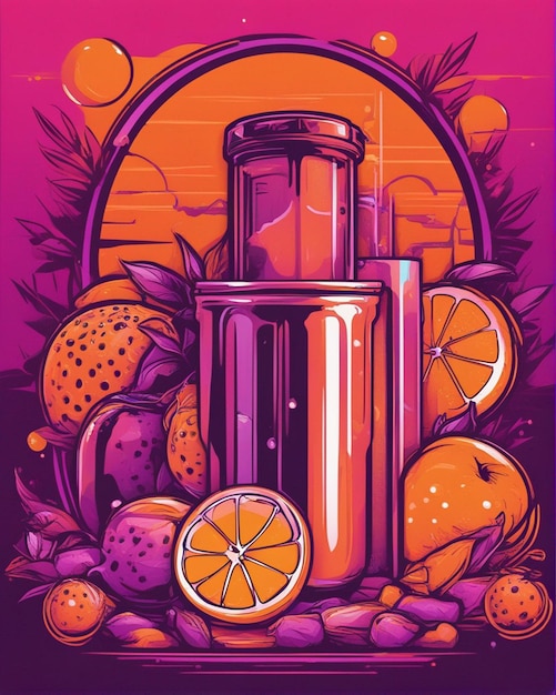 orange juice details lost in bubble tea background Tshirt design streetwear design professional vec