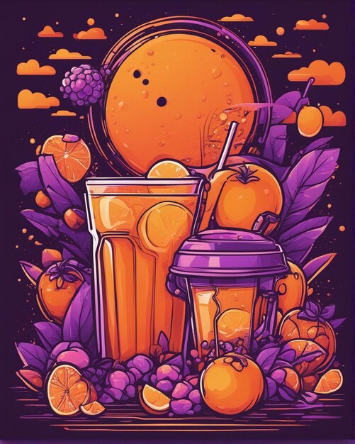 Orange juice details lost in bubble tea background tshirt design streetwear design professional vec