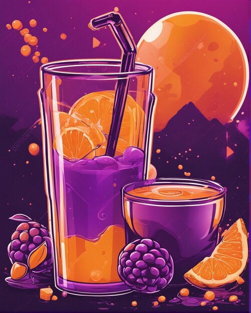 Orange juice details lost in bubble tea background tshirt design streetwear design professional vec