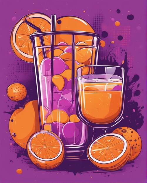 Photo orange juice details lost in bubble tea background tshirt design streetwear design professional vec