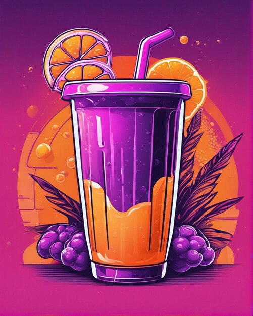 orange juice details lost in bubble tea background Tshirt design streetwear design professional