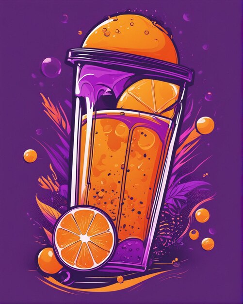 Orange juice details lost in bubble tea background tshirt design streetwear design professional