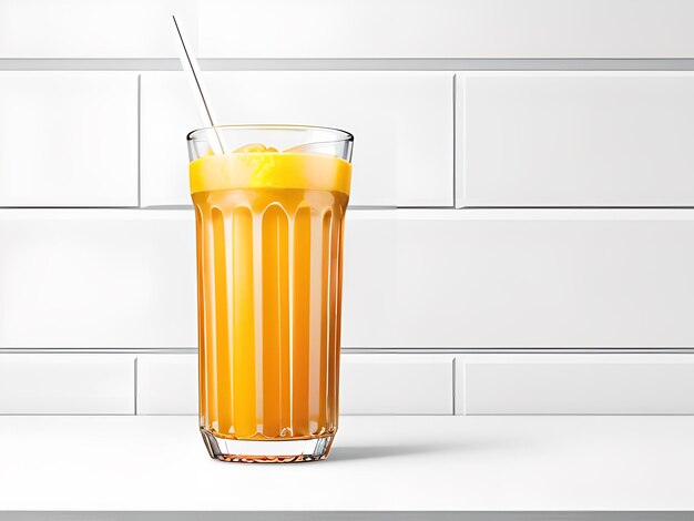 Photo orange juice drink in a glass white bright isolated background ai generated