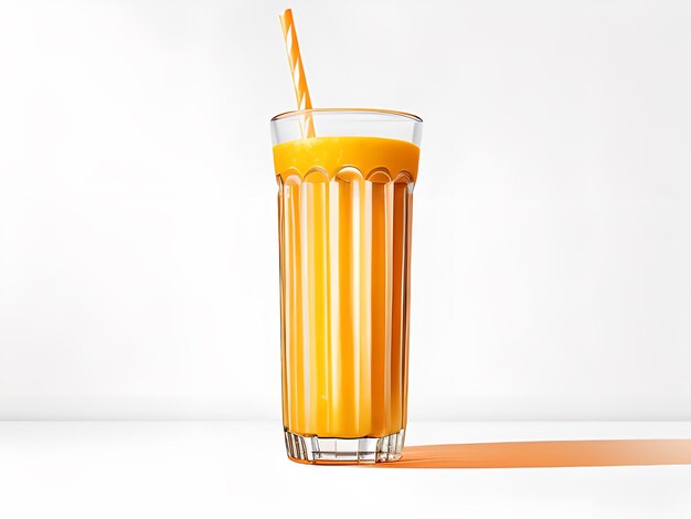 Foto bevanda di succo d'arancia in un bicchiere bianco brillante sfondo isolato ai generato