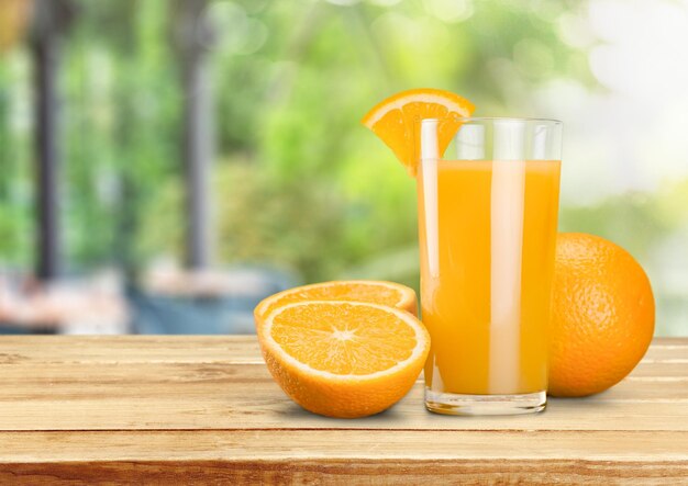 Orange Juice in glass on   background.