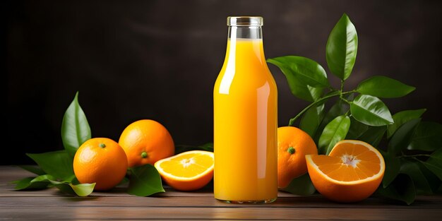 Апельсиновый сок в стеклянной бутылке и апельсины