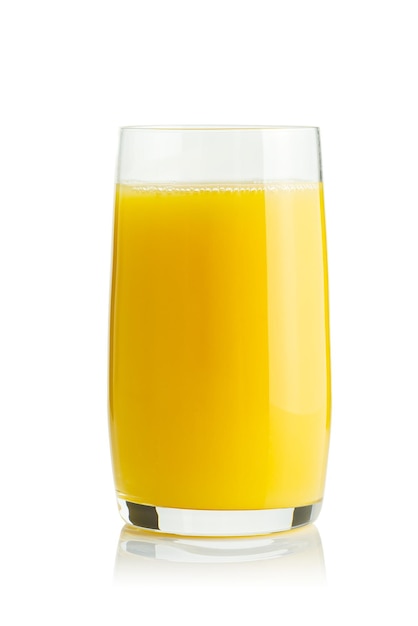 Orange juice glass isolated on white Glass of fresh orange juice on white background