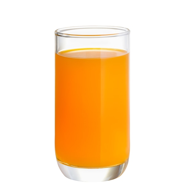 Orange juice in glass isolated on white