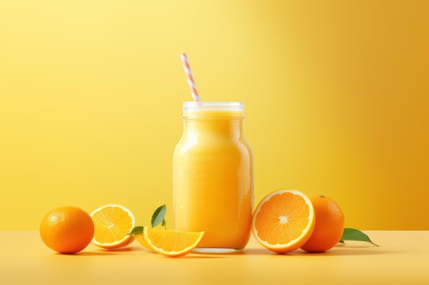 Orange juice in mason jar AI generated