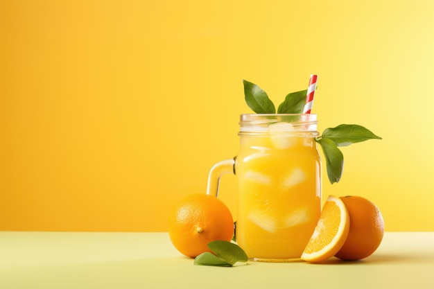 Orange juice in mason jar AI generated