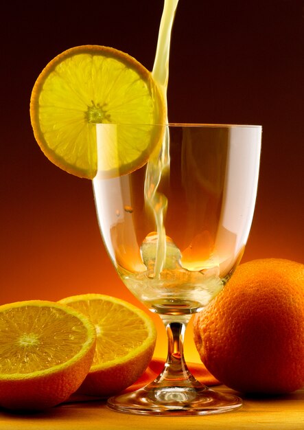 orange juice poured into a glass