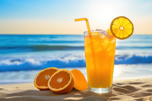 Orange juice in the sand