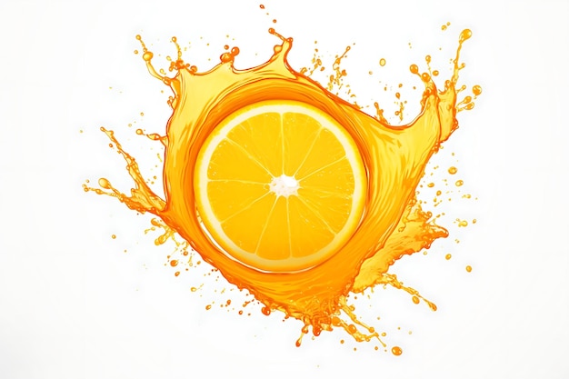 Orange juice splash circle on a white background