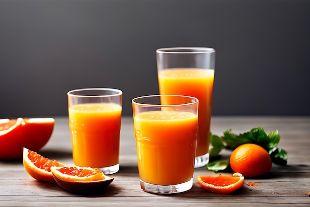 Photo orange juice splash in glass