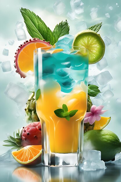 Photo orange juice splash in glass