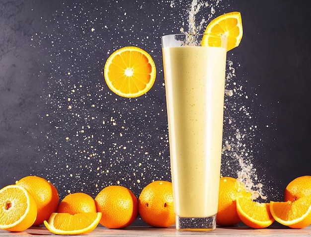 orange juice splash in glass