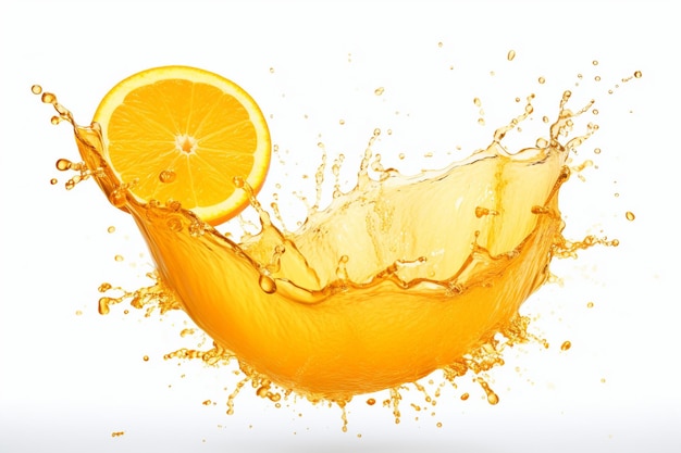 Photo orange juice splash isolated on white background