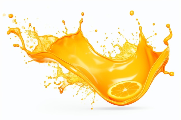 Photo orange juice splash isolated on white background