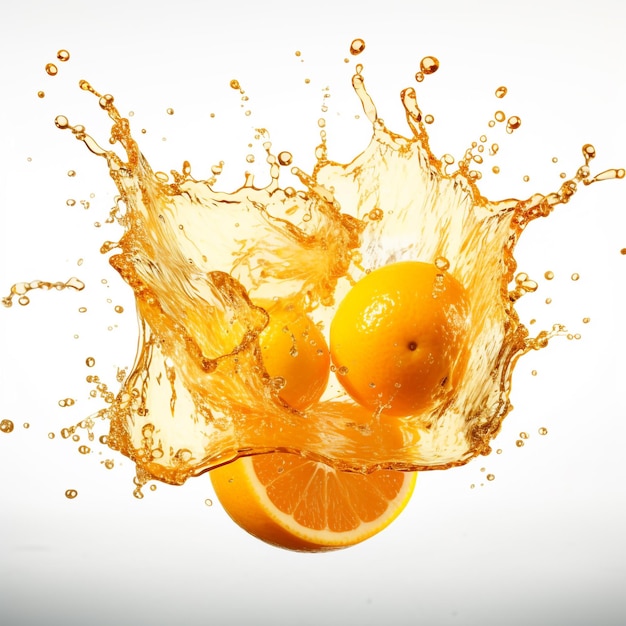 orange juice splash isolated on white background