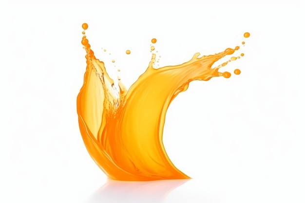 写真 白い背景にオレンジ ジュースのスプラッシュ波生成 ai