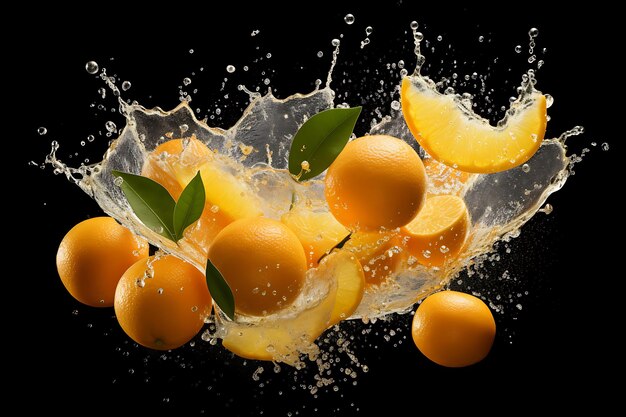 Orange juice splash wave on a white background